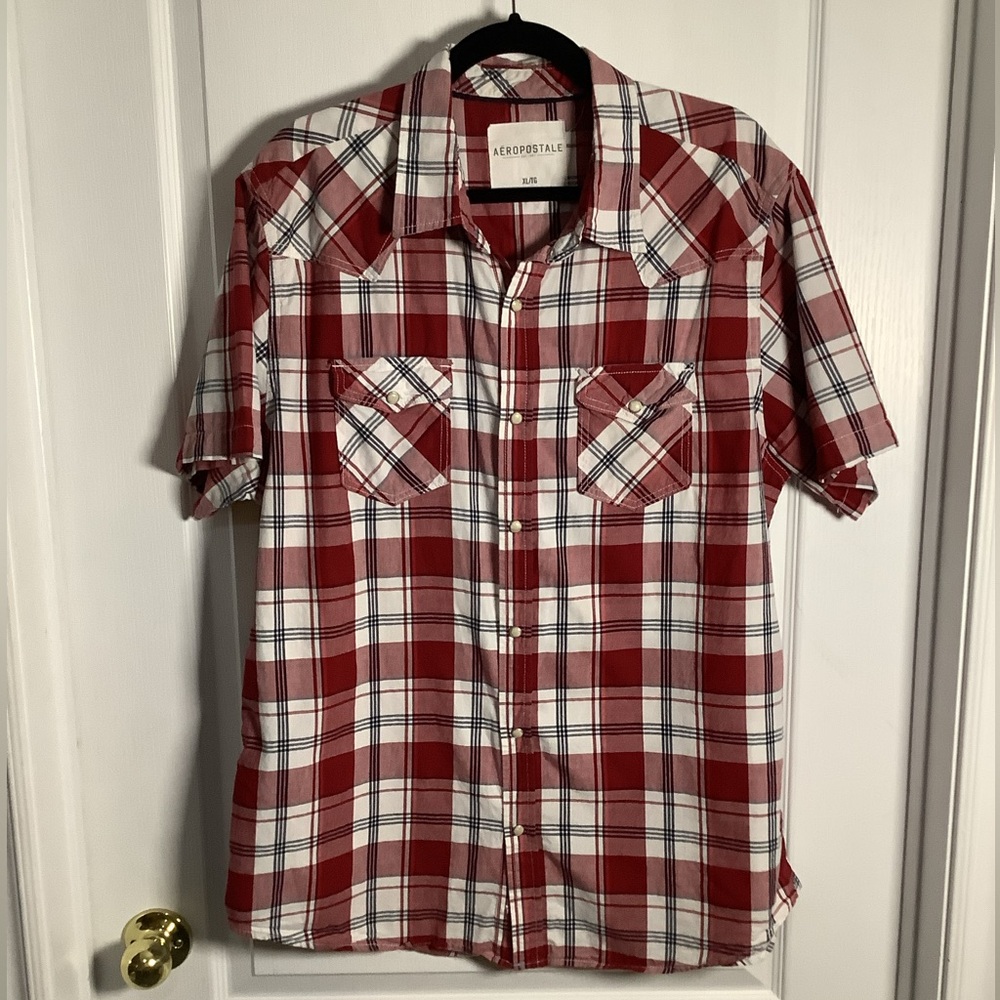 Aeropostale pearl snap plaid western button up